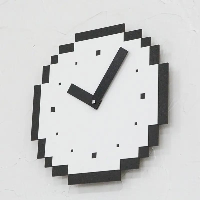 Modern Design Pixel Art Wall Clock Personalized Creative Wood Decorative Home Office Silent Clocks for Study Bedroom Living Room