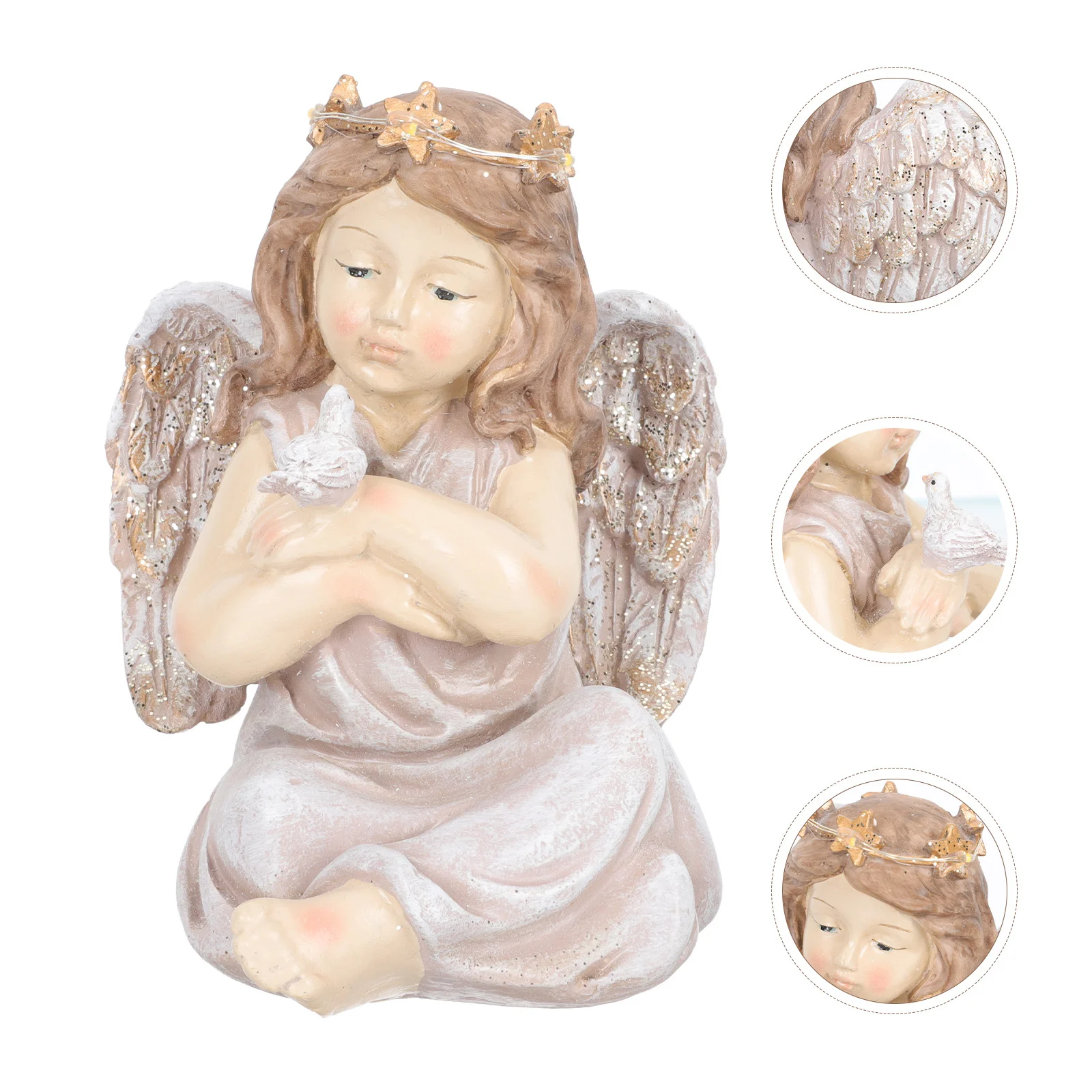 

Resin Angel Ornament Retro Style Compact Desktop Adornment Decor Resin Angel-Shaped Figurine