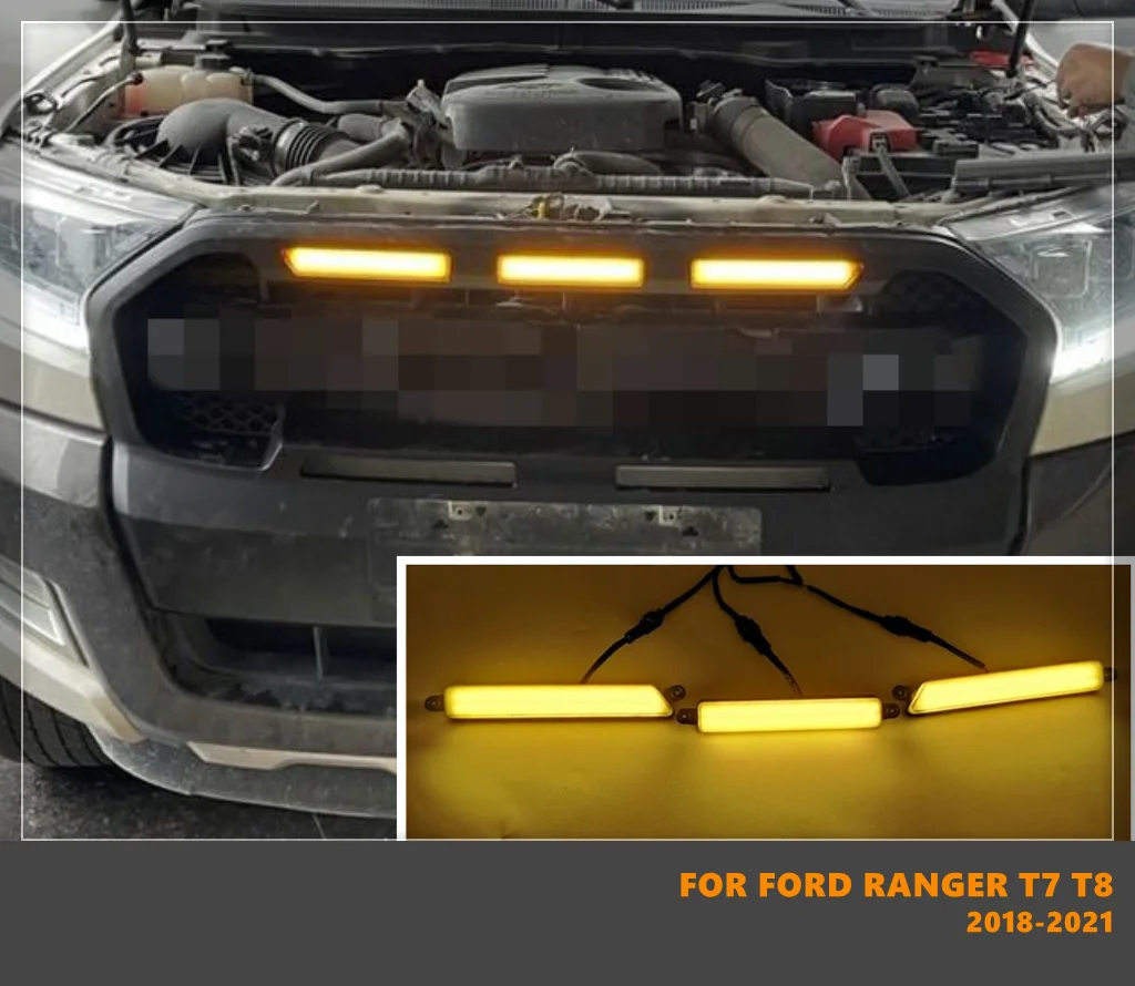 

High Quality Car Grill LED Lights LED Yellow Lights For Grill Fit For Ford Ranger T7 T8 2018-2021