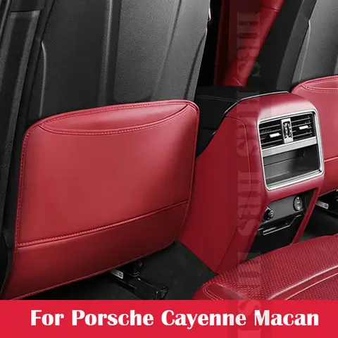 포르쉐 카이엔 Macan 2014-2024 2PCS 자동차 좌석 뒤 보호대 PU 가죽 안티 킥 더러운 패드 보관 가방 액세서리