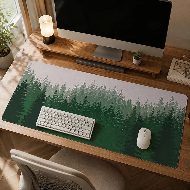 Mouse Pad Green Forest Gaming XL Large Home Computer Mousepad XXL Playmat Natural Rubber Office Soft PC Table Mat Mouse Mats