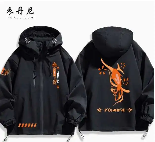 

Anime Genshin Impact Yoimiya Hooded Outdoor Jackets Cosplay Autumn Winter Student Men Women Coat Jacket Tops anime