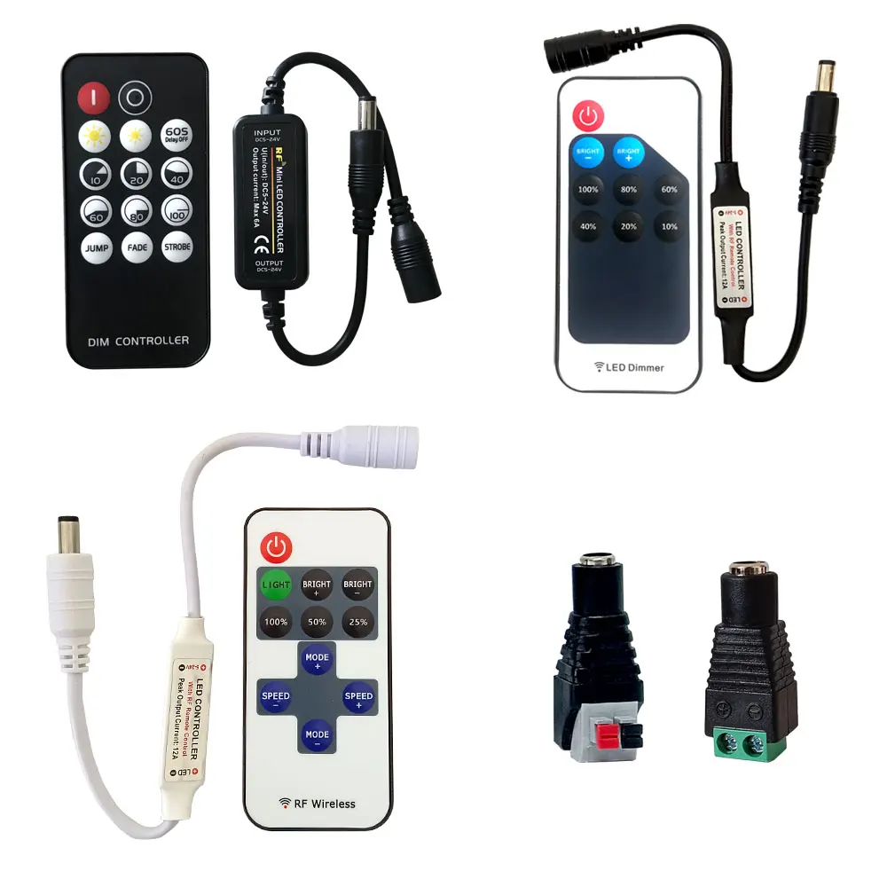 

Led DIM Controller Dimmer Wireless RF Remote Control 9/11/14 Keys for Single Color COB LED Strip Light PWM Dimming Switch 5V-24V