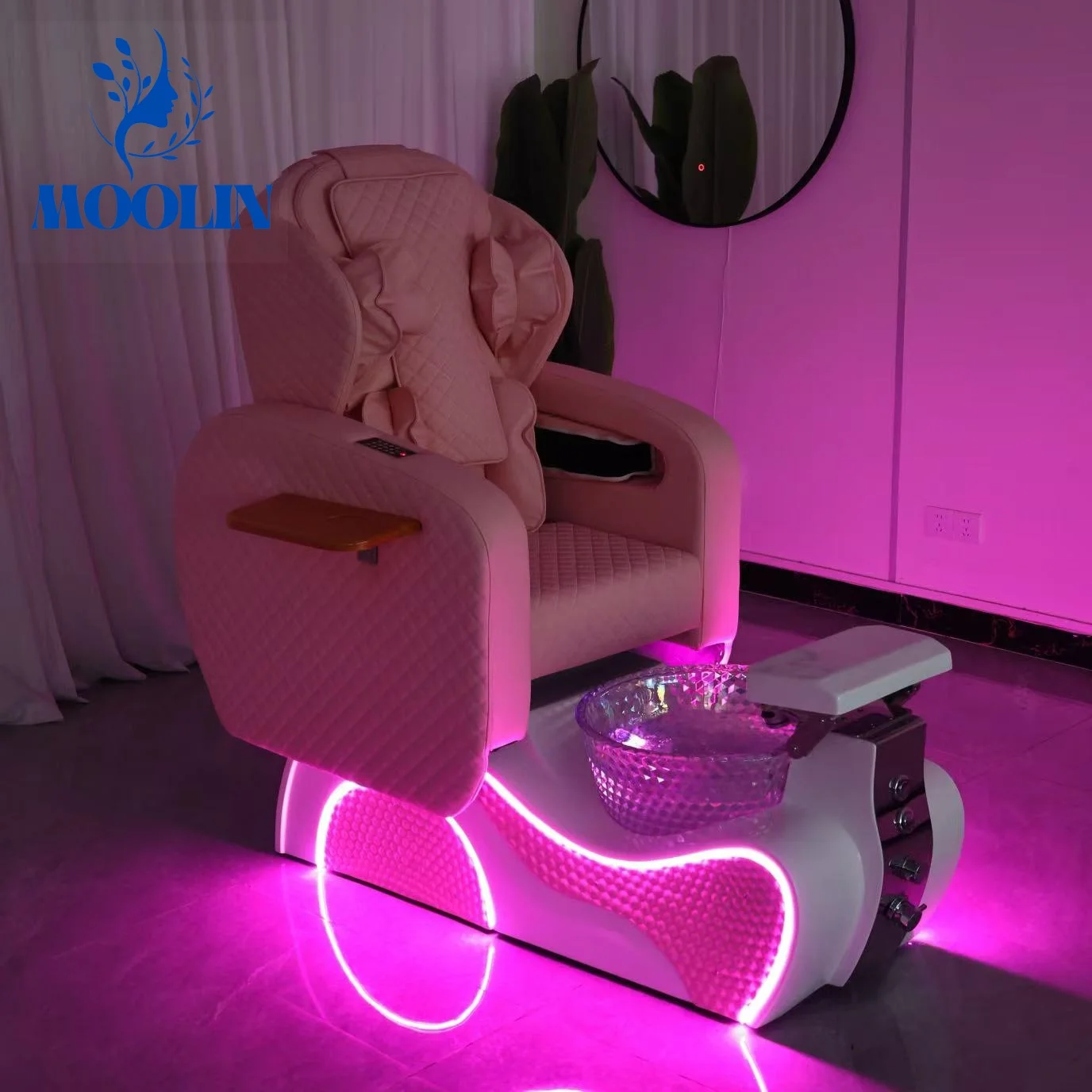 Moolin Electric Pedicure Chair Massage Table Foot Bath PU Leather Sofa For Beauty Salon Foot Spa Commercial Pedicure Chair Use