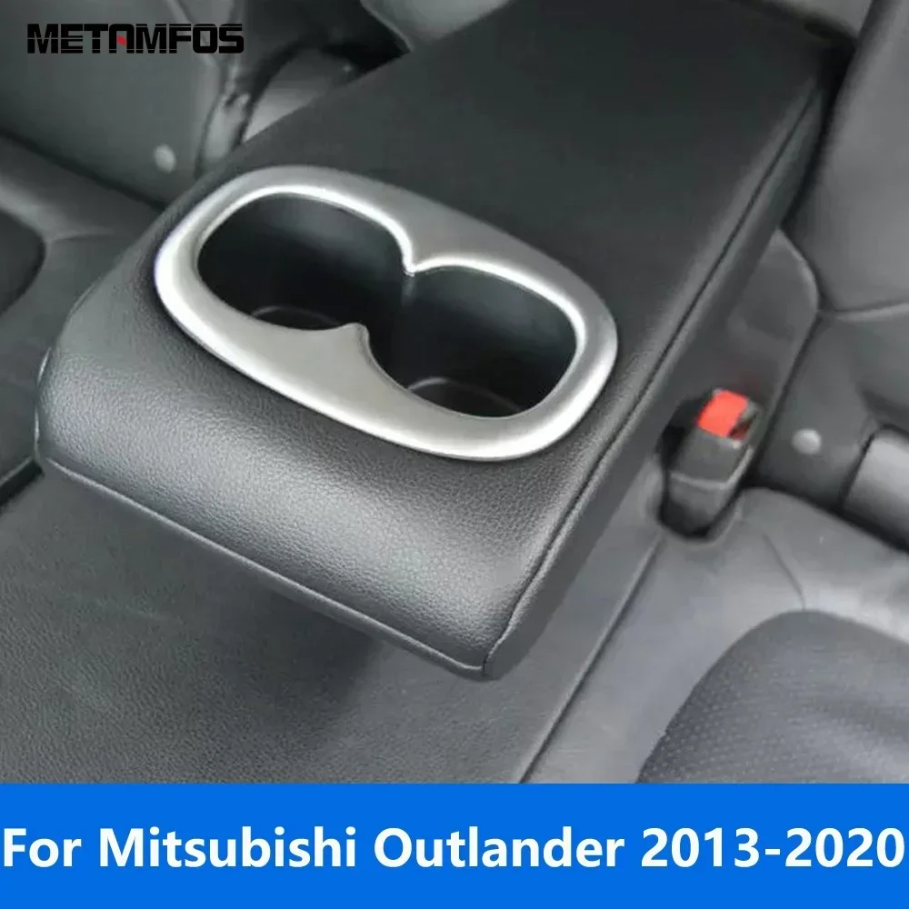 For Mitsubishi Outlander 2013-2017 2018 2019 2020 Matte Rear Seat Water Cup Holder Panel Cover Trim Interior Car Accessories