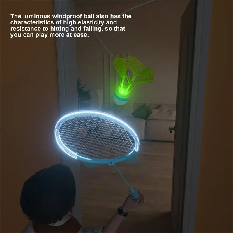 Self Study Badminton Trainer Portable Practice Robot Glowing Stretch Badminton Training Tool Self-study Shuttlecock Rebound