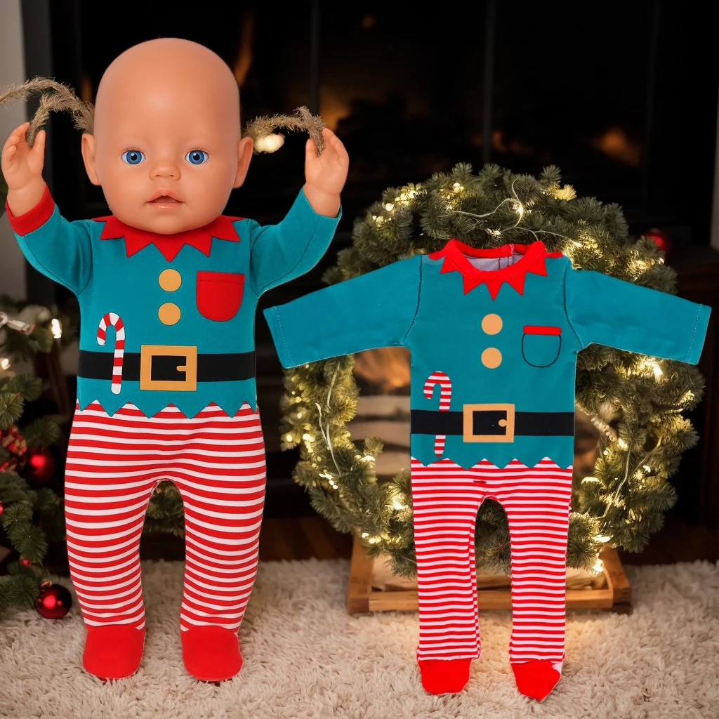 Ropa para muñecas estilo navideño, Top + Pantalones, zapatos para muñeca americana de 18 pulgadas y accesorios para muñecas Reborn de 43CM, juguetes para regalo para niñas