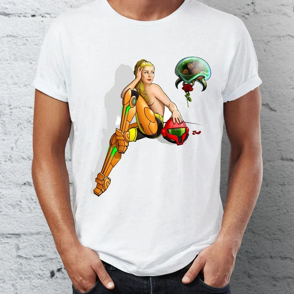 

Hip Hop Youth Tees Tops Harajuku New Men's T-shirt Featuring Samus Aran Manga In Love Funny Artsy Gaming Tshirt heavyweight male