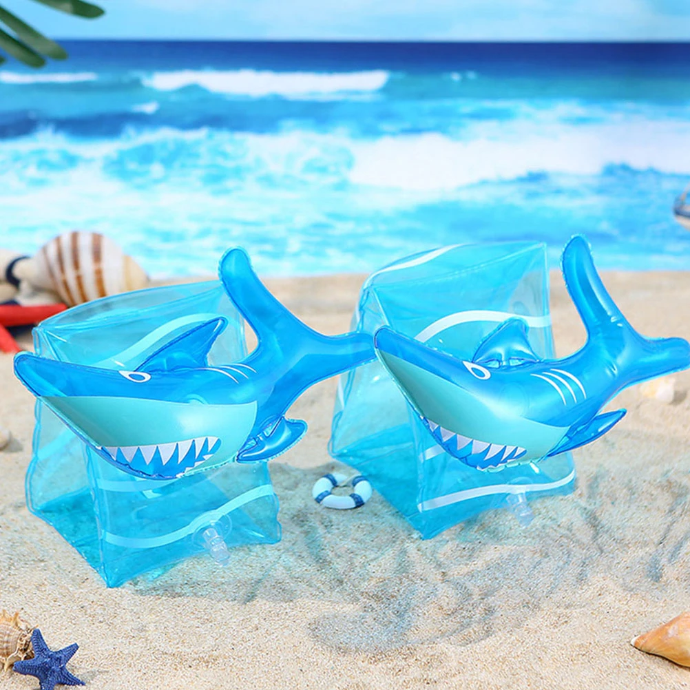 

2 Pairs Children Swimming Arm Floats Blue Kids Inflatable Armb s PVC Safe Triangle Design Storage Pool Gifts