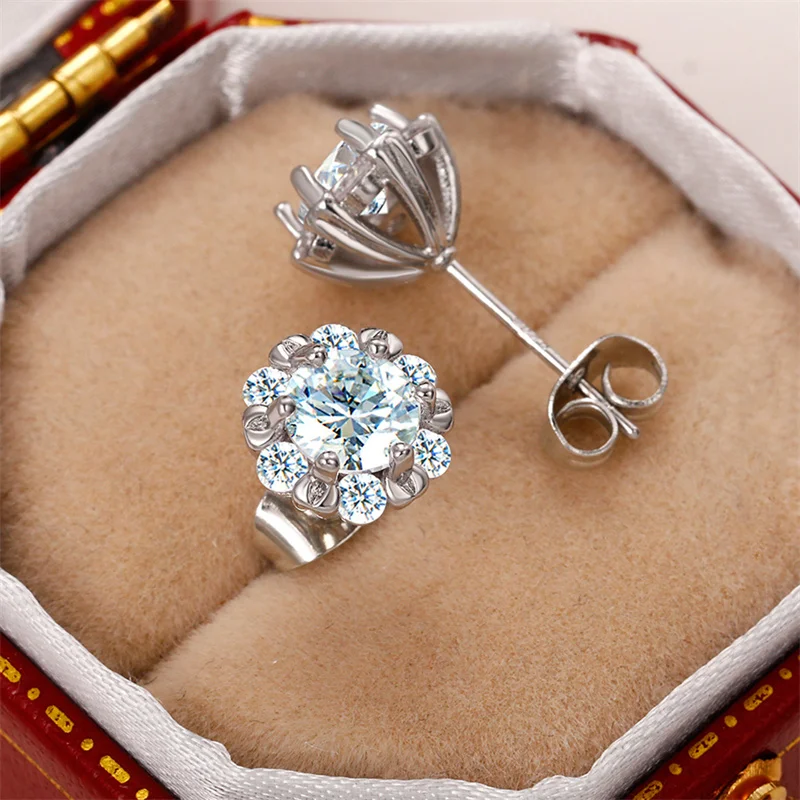 

Huitan Chic Flower-shaped Crystal Earrings Women Luxury Fashion 2022 New Ear Accessories Wedding Engagement Trend Party Jewelry