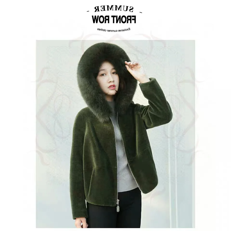 Faux ขนแกะ Shearling Coat แจ็คเก็ต Cropped Fox ขนสัตว์สตรีขนาดเล็ก