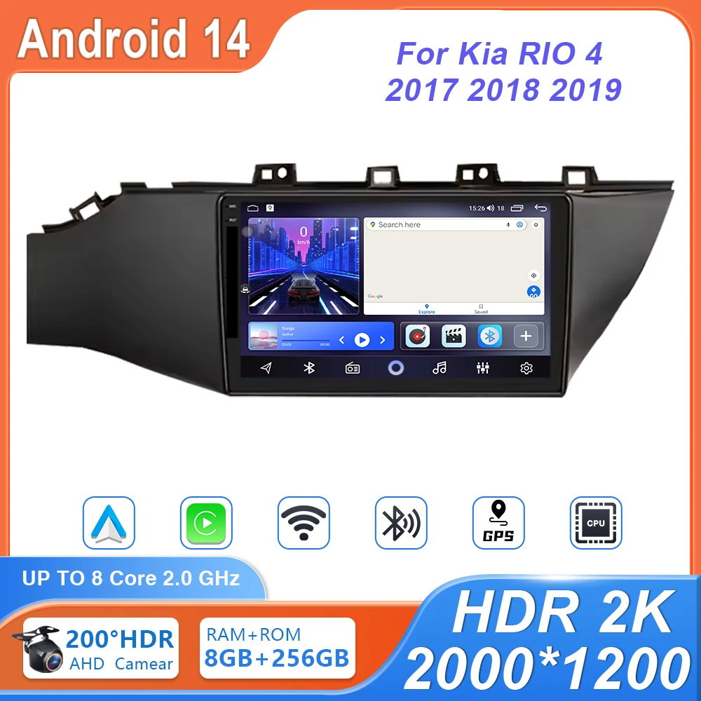 

Автомобильное радио Android для Kia RIO 4 2017 2018 2019 GPS-навигация мультимедийный плеер Стерео 4G WIFI Carplay QLED без 2din DVD Cam