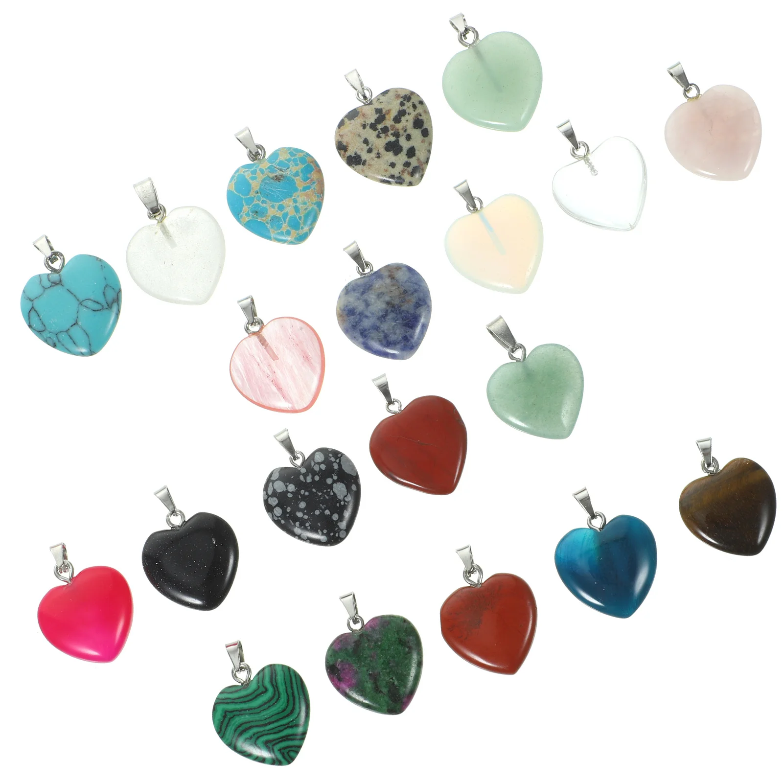 

20Pcs Heart Shaped Crystal Pendant Practical DIY Necklace Bracelet Charm Hanging Accessory Ornament for Crafts