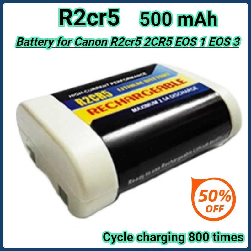 

Rechargeable Lithium Battery for Canon R2cr5 2CR5 EOS 1 EOS 3 6V 500mAh Camera Battery