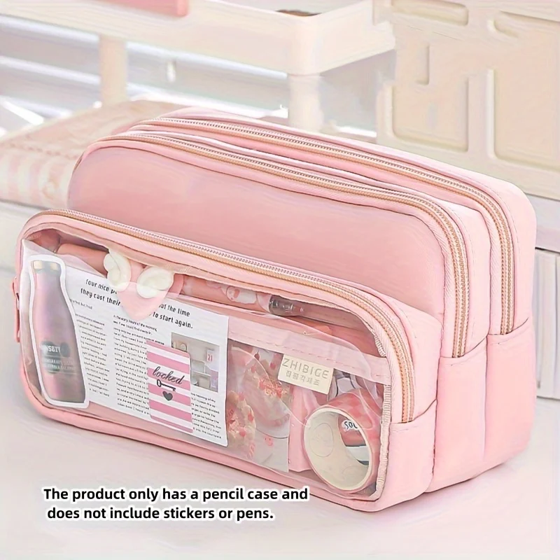 1PCNew Large Capacity Stationery Bag,  Stationery Pencil Steel Note Pen Storage Bag, Pencil Case,  Portable Cosmetic Storage Bag image 5