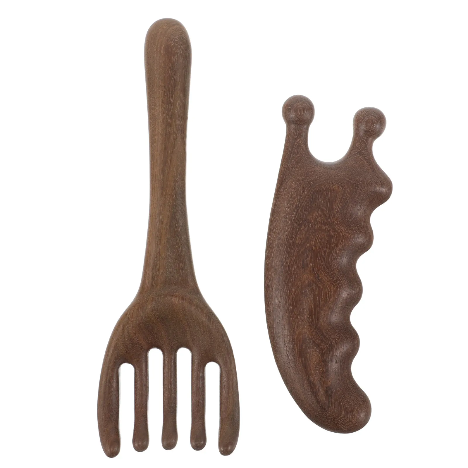 

Набор из 2 деревянных массажных расчесок из сандалового дерева с ручкой для ухода за волосами и снятия стресса, широкозубый инструмент Гуаша, прочный деревянный массажер для кожи головы