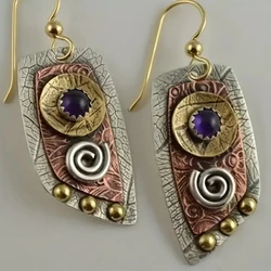 Bohemian Metal Engraved Drop Earrings for Women - Unique Lrregular Shape and Simple Design - Perfect Cartilage Piercing Jewelry