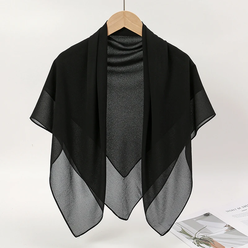 Newest Plain Chiffon 90 Square Scarf Muslim Hijab Shawls Women Fashion Wraps Islamic Casual Cape High Quality Ladies Scarves