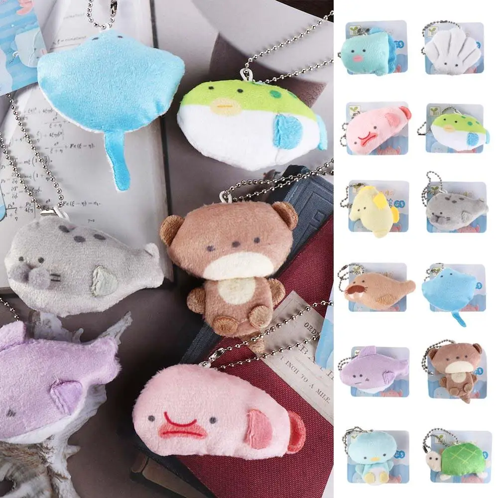 Cute Cartoon Aquarium Plushies Pendant Shark Penguin Fish Plush Keyring Globefish Toys Aquarium Gift