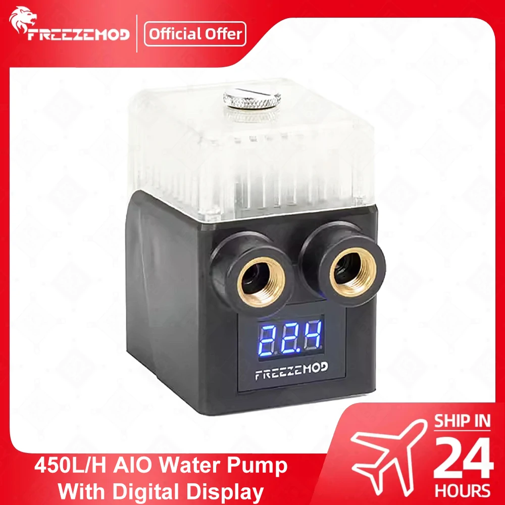 

FREEZEMOD AIO Pump Water Cooled 12V Integrated Water Tank Pump with Digital Display 450L/H Flow PUB-12WX 450L