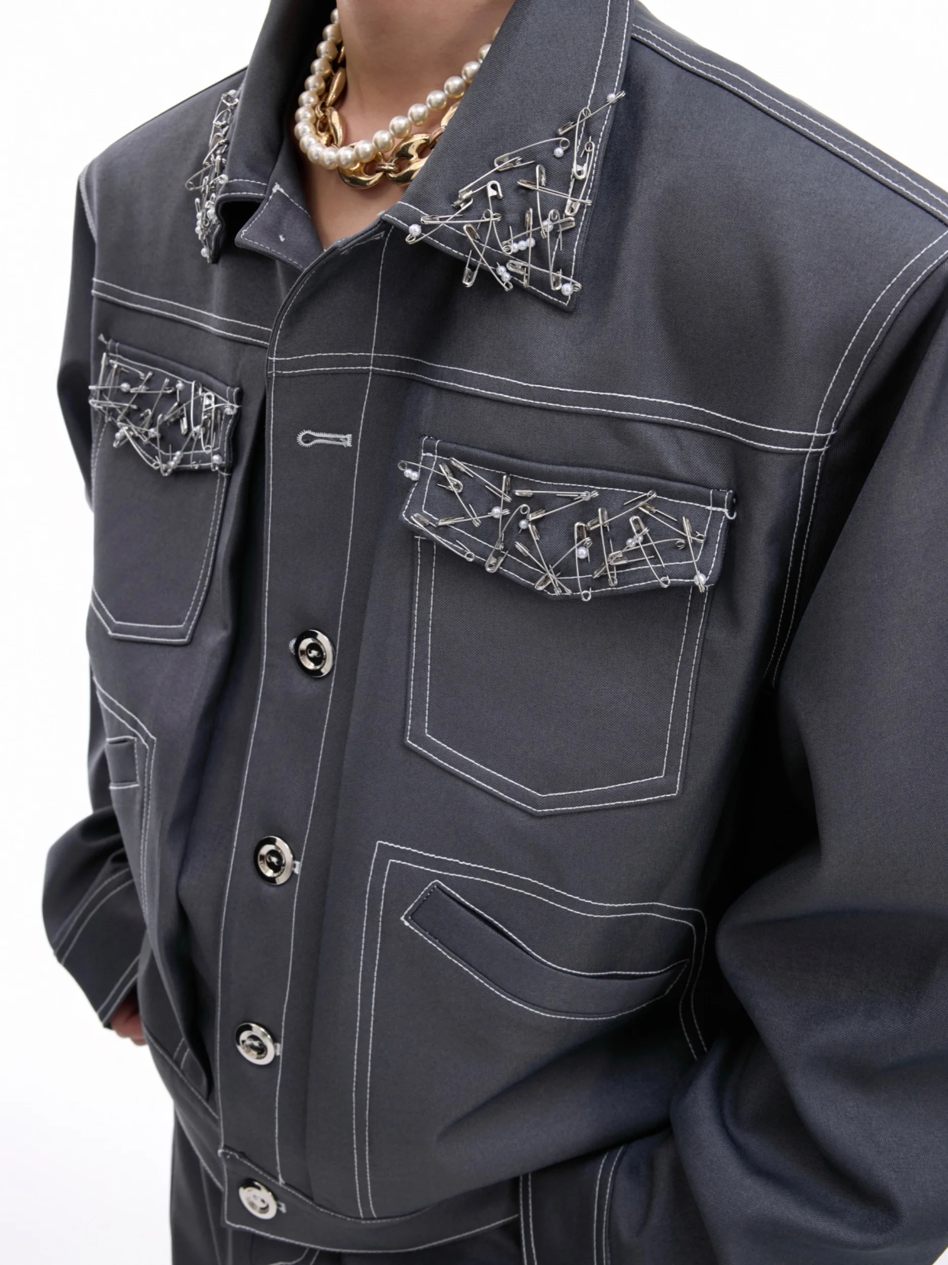 Men's 2025 Autumn New Two-piece Sets Male Chic Handmade Pin Design Long-sleeve Jackets Cotton Trousers 2pcs High-end Men's Sets