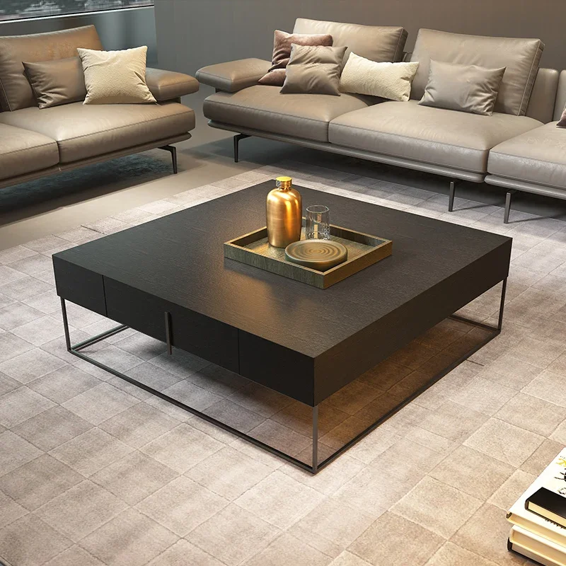 Luxury Center Coffee Tables Makeup Unique Black Low Square Table Designer Cabinets Night Bar Table Basse Living Room Furniture