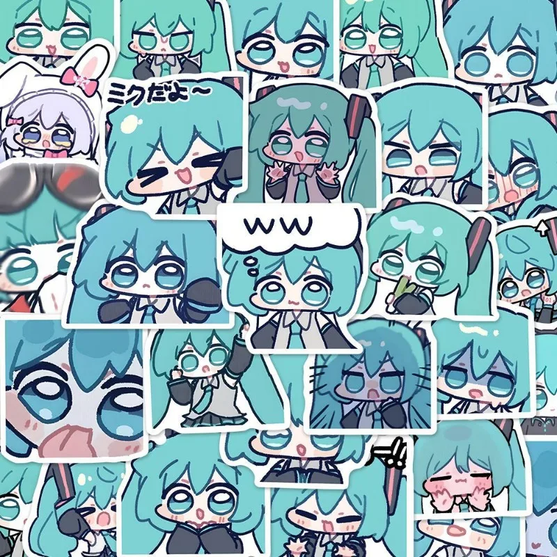 

48Pcs Hatsune Miku Cute Q Version Cartoon Stickers Waterproof Self-Adhesive Decals for Phone Journal and Desktop Decoration