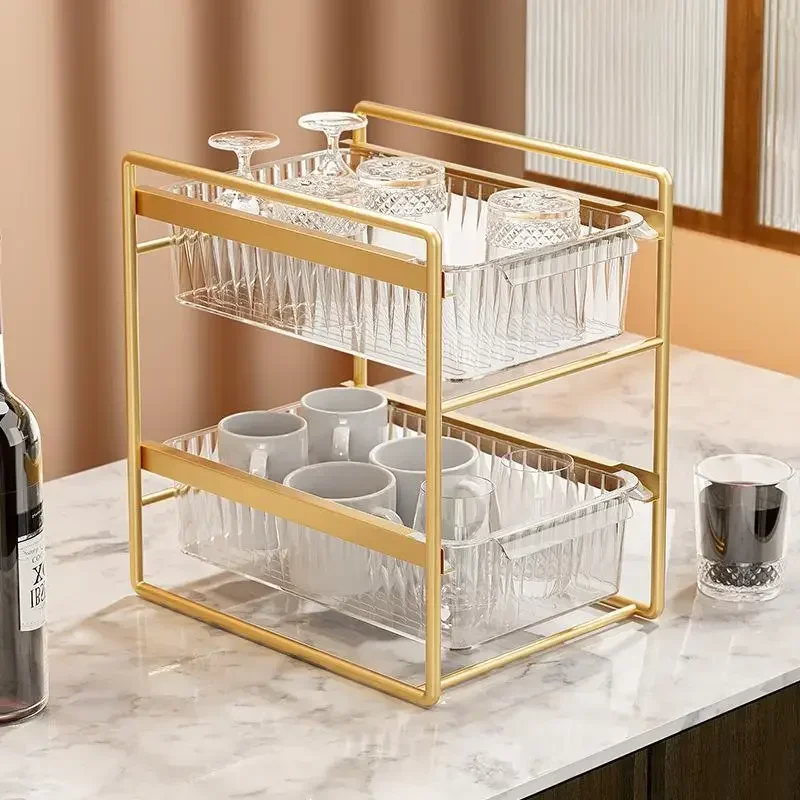 

Kitchen storage rack, sink, storage rack, floor to ceiling household layered cabinet rack, multifunctional pull-out sink