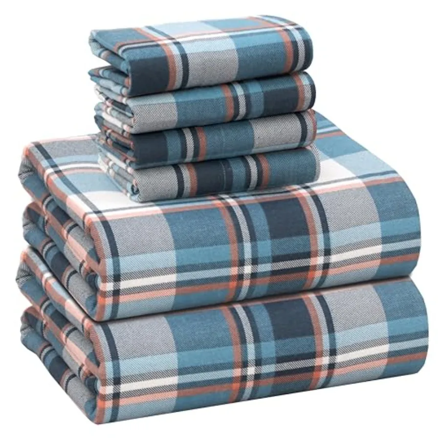 

Flannel Sheets 4 Pcs Sheet Set - 100% Cotton Size Sheets Set Double Brushed Bed Sheets Deep Pockets 16 Inch Sheets All Seasons