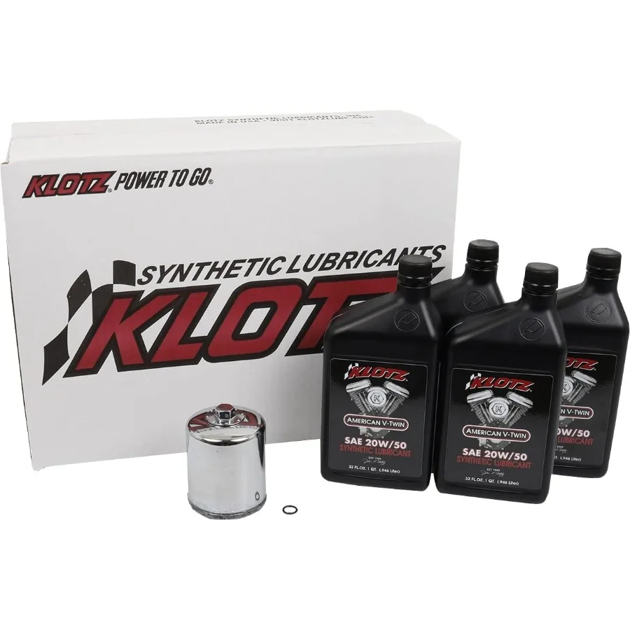 

Klotz 4 Quart 20W/50 Synthetic Motor Oil Change Kit for 1986-2022 Evolution Sportster Basic Kit: Complete Maintenance Solution