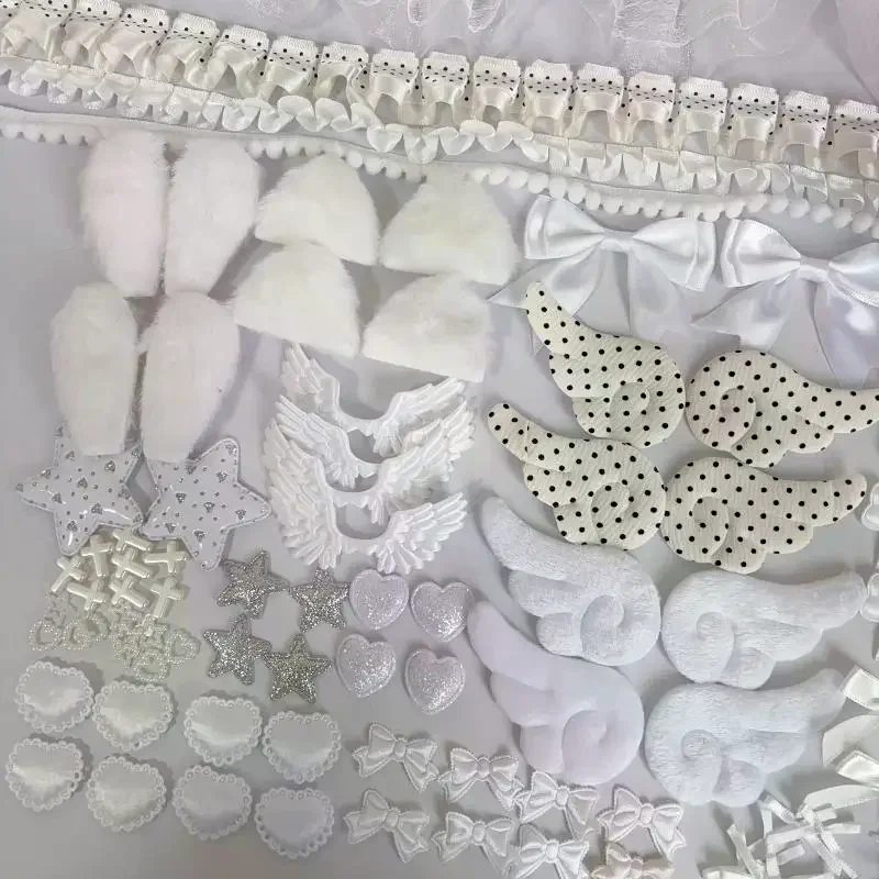 DIY Lace Trim Appliques Kit Gothic Lolita Bow Decor Set for Hair Accessory Making Handmade Craft Lover Gift