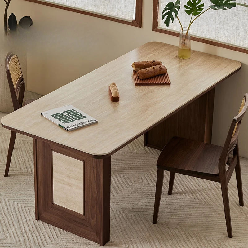 

Dining table: North American black walnut slate solid wood vintage vintage style desk
