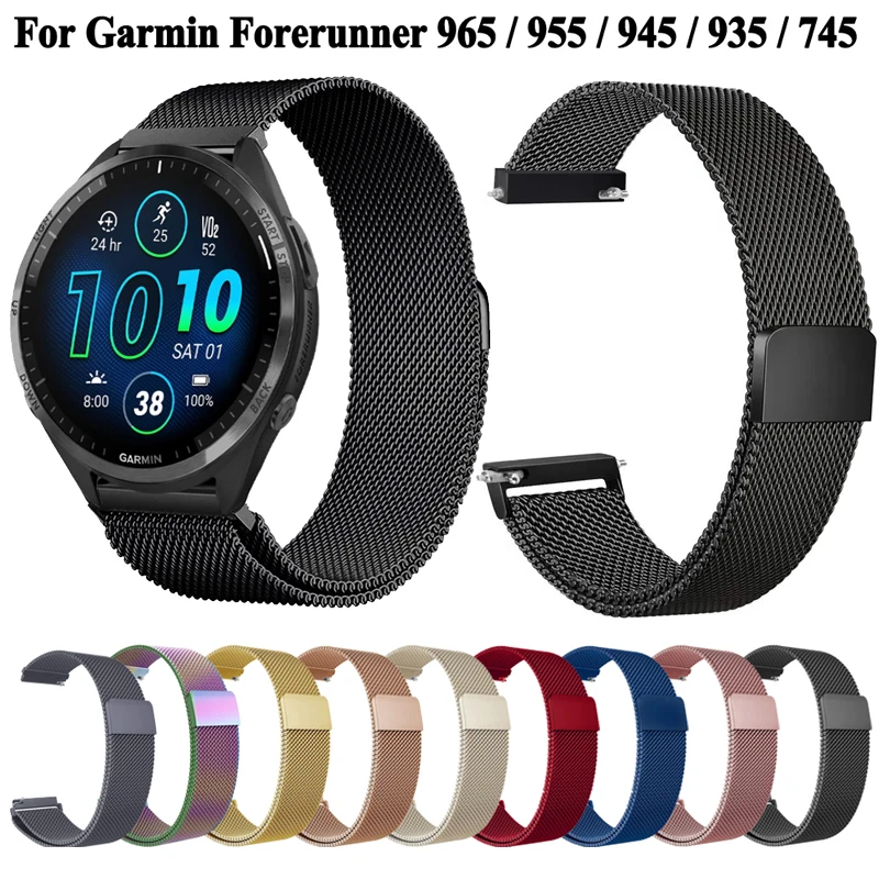 Milanese Loop Strap für Garmin Forerunner 965 955 Solar 945 935 745 Armband Uhrenarmband 22 mm Ersatzarmband