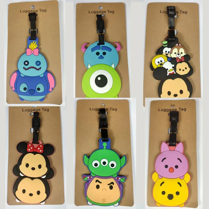 Disney Travel Accessories Luggage Tag Double Animals Suitcase Fashion Style Silicon Portable Travel Label  ID Addres Holder