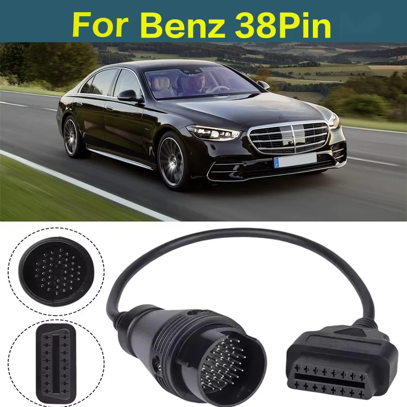 For Mer-cedes 38 PIN To 16 Pin OBD2 Adapter Connector Cable Diagnostic Adapter Connectors Cable Diagnostic Tools Car Accessories