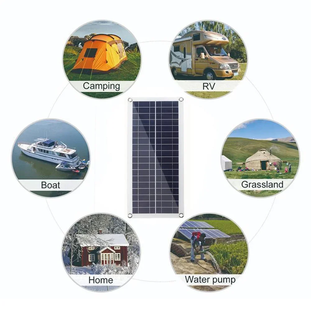 Solar Panel 5V 12V  With 100A Controller waterproof Solar Charge for Phone RV Car MP3 PAD Charger Outdoor Battery Supply