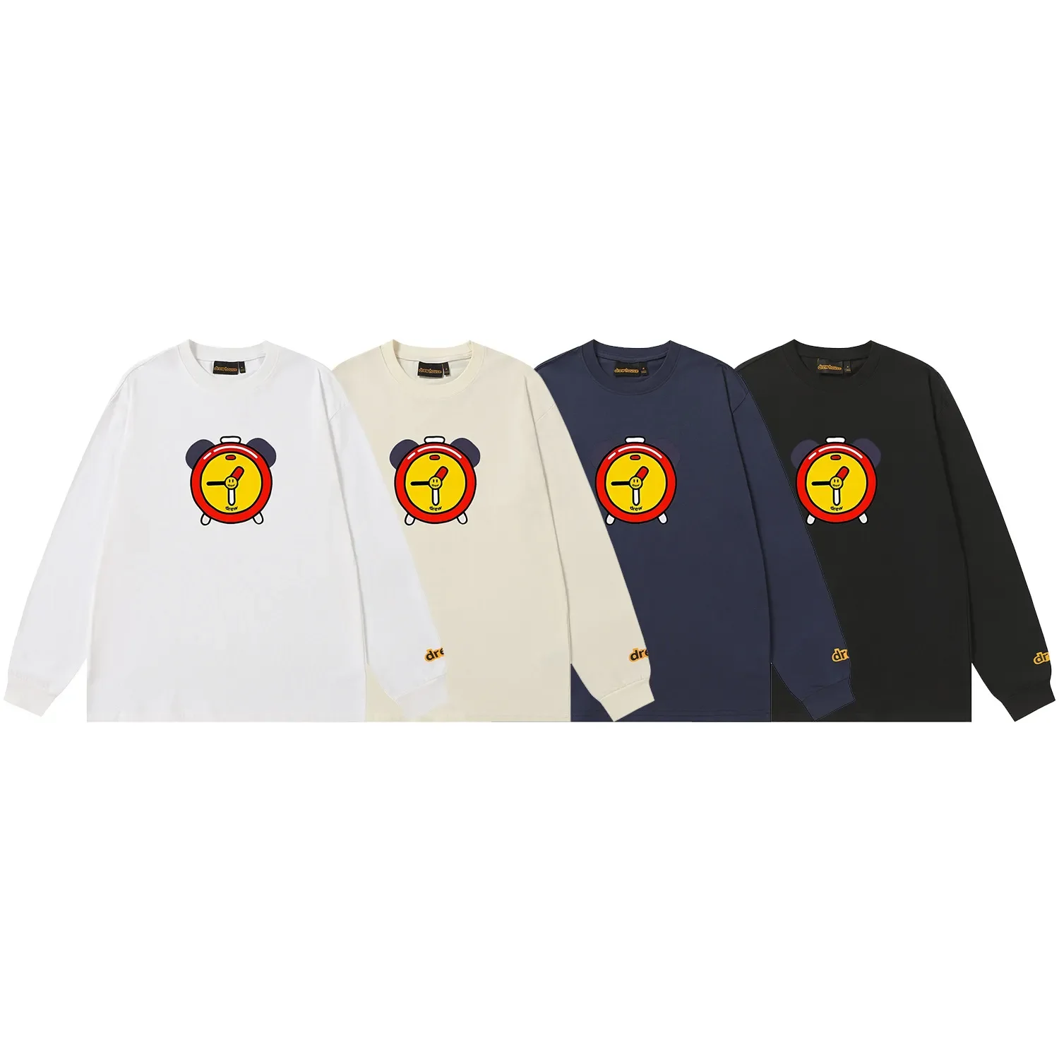 Drew House New Alarm Clock Print T Shirt Men's and Women's Long Sleeve T-shirt Designer Luxury