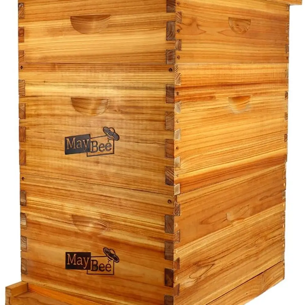 

Complete 10-Frame Beehive Kit with Beeswax-Coated Langstroth Hive Bodies, Frames, and Foundations