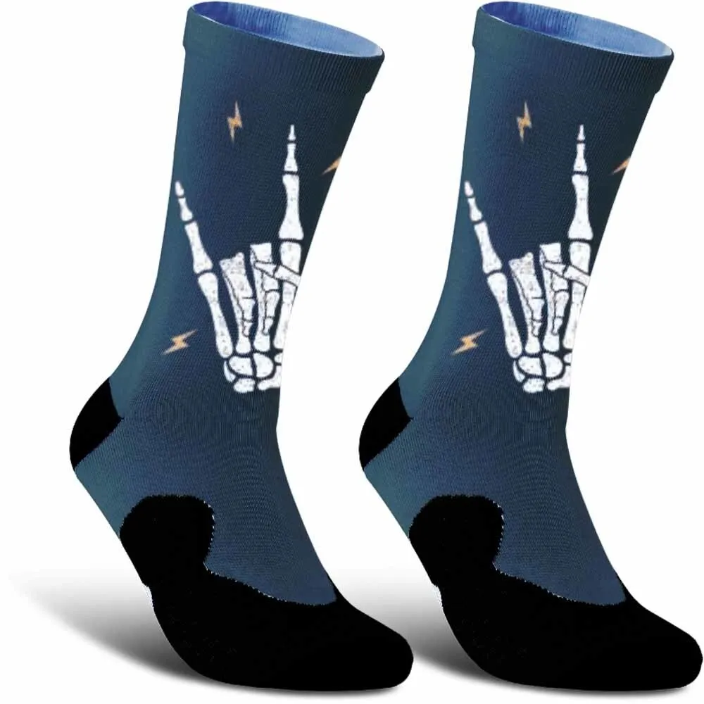 ถุงเท้าปั่นจักรยานกีฬารูปแบบท่าทางโครงกระดูกฮิปฮอปอินเทรนด์ระบายอากาศดูดซับเหงื่อเหมาะสําหรับผู้ที่ชื่นชอบกีฬากลางแจ้ง