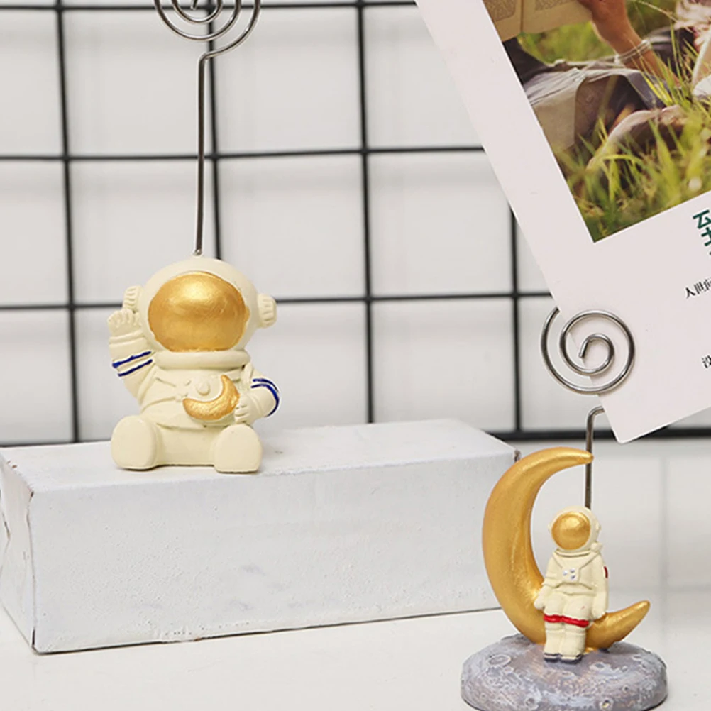 

Astronaut Name Card Holder Golden Memo Clip Photo Stand Holder For Home Office School Desktop Organizer