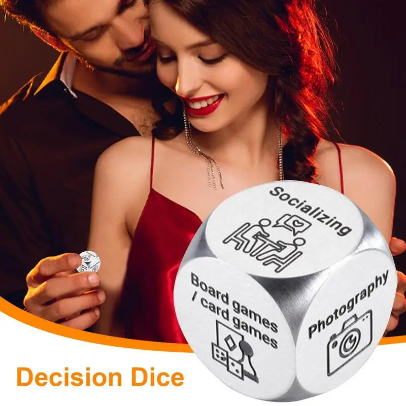 Couples Dice For Adults Stainless Steel Choice Dice Fun Night Dating Decision Dice Choice-Making Tool For Boyfriend Girlfriend