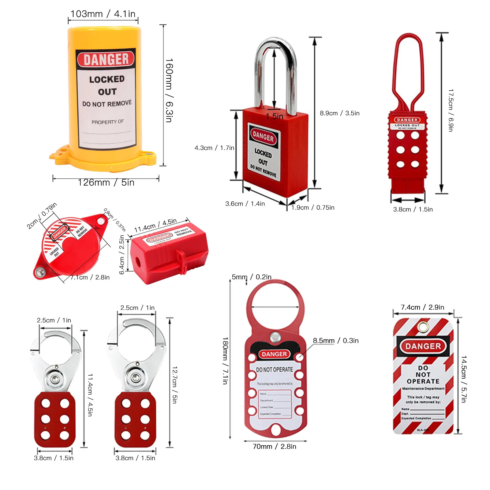 

Group Lockout Tagout Set 150A Circuit Breaker Locks 6 Keys Hanging Tags & Buckles - OSHA Compliant Industrial Electrical Safety