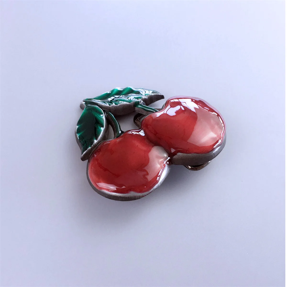 Vintage Enamel Cherry Belt Buckle BUCKLE-T056