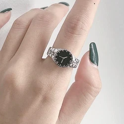 Unisex Vintage Fashion Watch Style Design Open Rings Women's Retro Dial Ring Men's Personalized Cold Wind Index Finger Ring