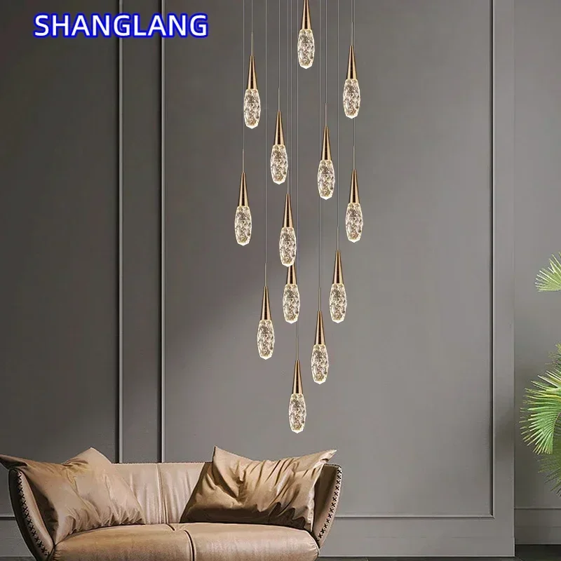 

Modern Crystal stair chandelier lights indoor lighting Ceiling lamp hanging light led Chandeliers for living room lightin