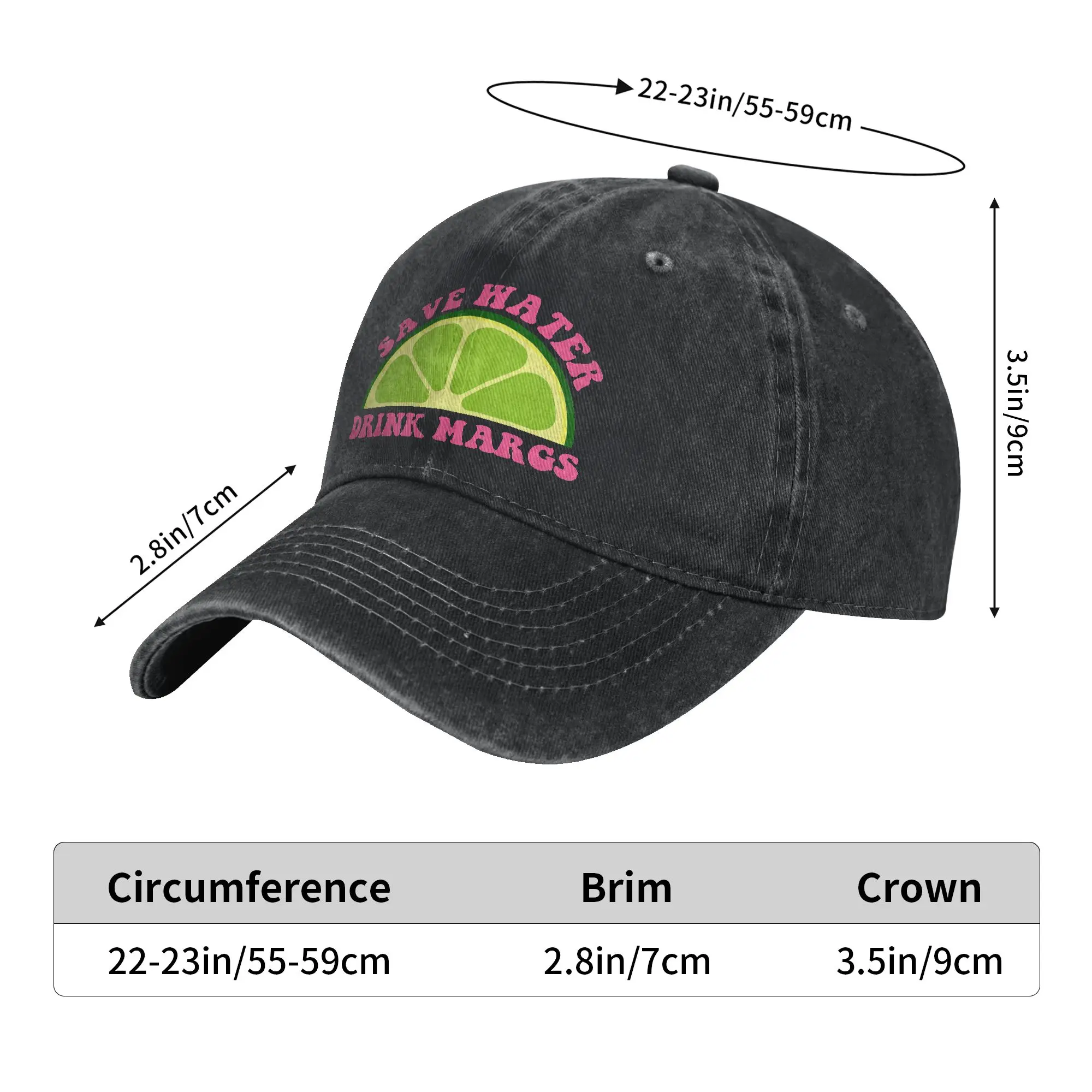 Save Water Drink Margs Alcoholist Tequila Lover Quote Washed Baseball Cap  Fashion Sun Trucker Hat Summer Kpop Rock Snapback Cap