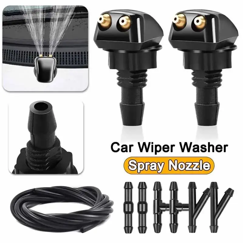 Wiper Water Spray Nozzle Car Windshield Wiper Washer Nozzle Suitable for Most Car Models Car Double Hole Windshield Washer Nozzl