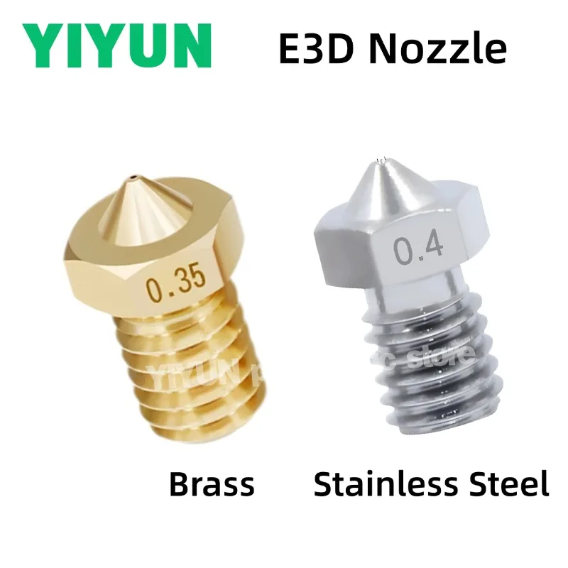 10PCS 3D Printer Brass /Stainless Steel Nozzle 0.2/0.25/0.3/0.4/0.5/0.6/0.8/1.0mm for E3D-V5 V6 M6 Thread 1.75/3.0mm Consumables