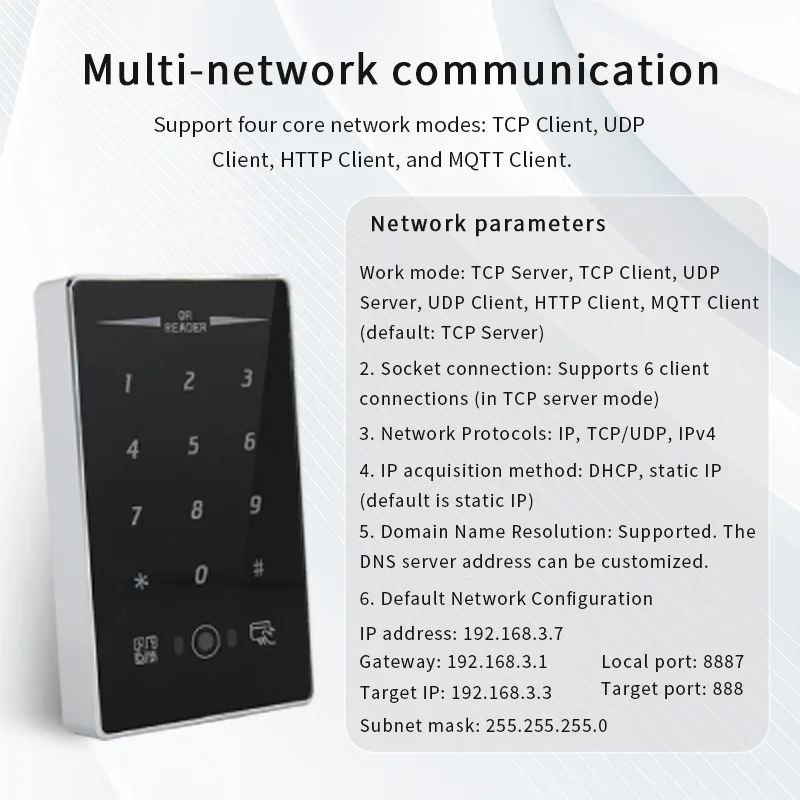 20000 Users RFID TCP/IP HTTP MQTT Network QR Code Access Control Machine Remote Control Provide API Development Package