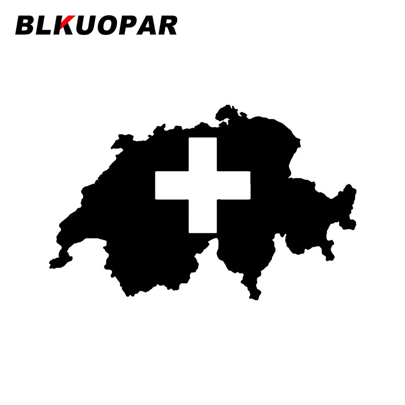 Автомобильные наклейки с флагом швейцарской страны BLKUOPAR, силуэт, Солнцезащитная наклейка, водонепроницаемая высекающая наклейка для ноутбука, окон, багажника, автомобильный Стайлинг